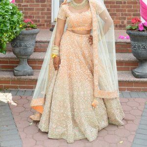 Peach/Teal Wedding Lehenga
